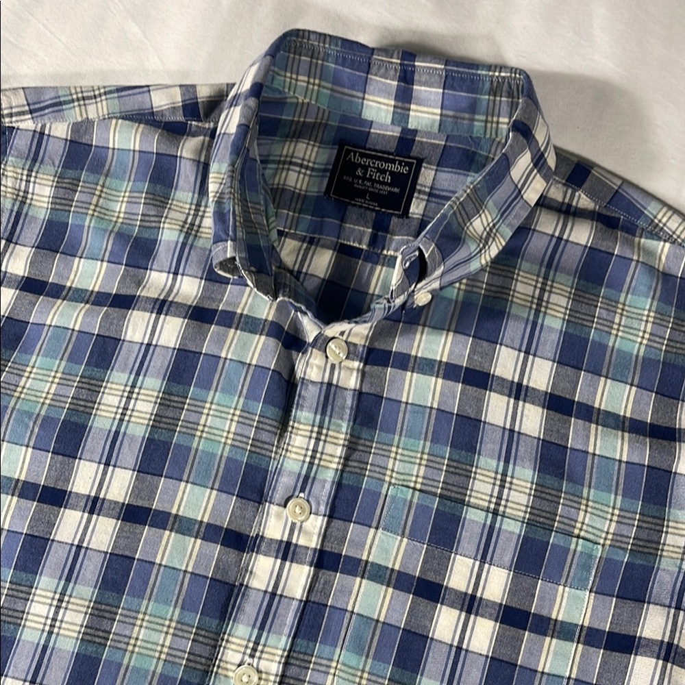 Abercrombie & Fitch mens multicolor tartan plaid button down shirt - size L